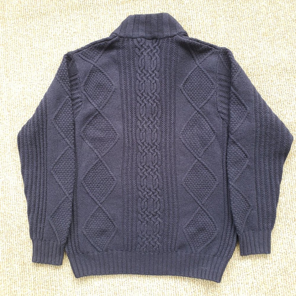 SOLD ๐ Lambs Wool Chunky Knit Fisherman Sweater Men's Large - Picture 8 of 9